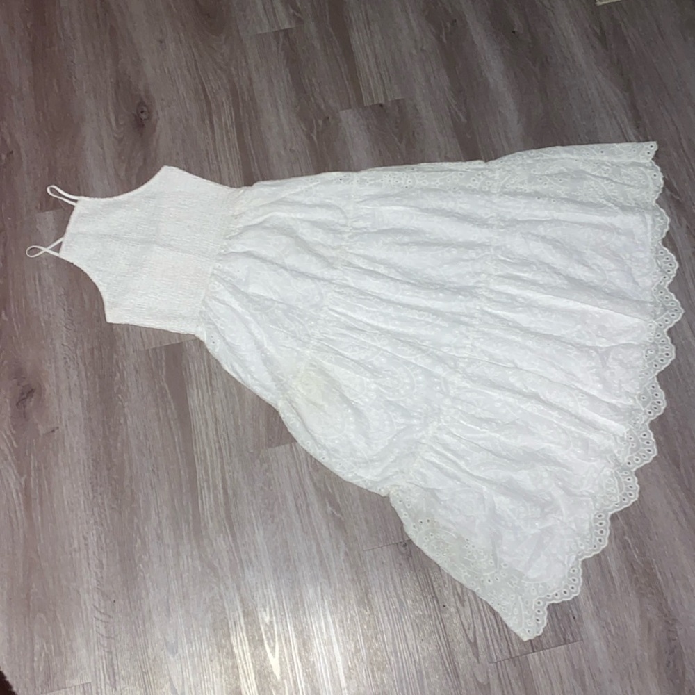 Simplee Apparel White Eyelet Lace Midi Dress